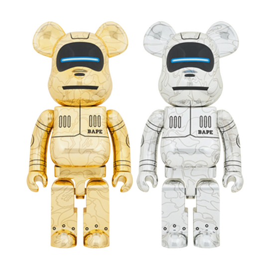 BE@RBRICK Sorayama x Baby Milo(R) 100% & 400% Gold Ver./Silver Ver. Set